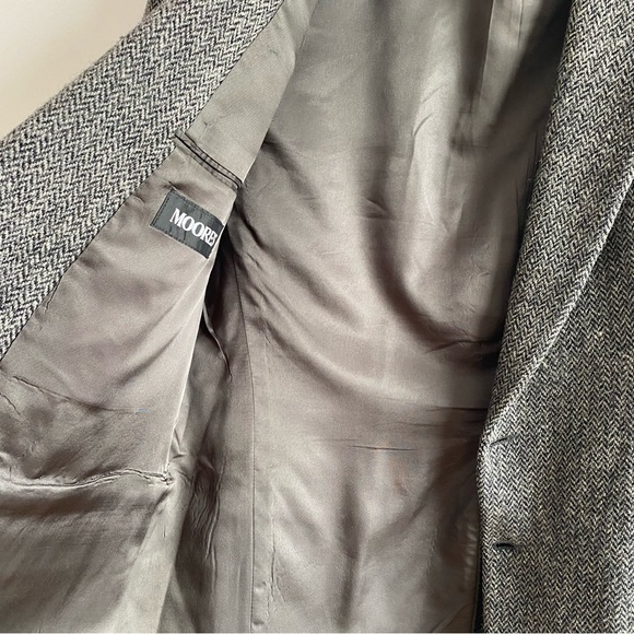 Vintage Harris Tweed Jacket Wool Tweed Grey Herringbone Blazer 42 Long/Tall - Picture 8 of 14